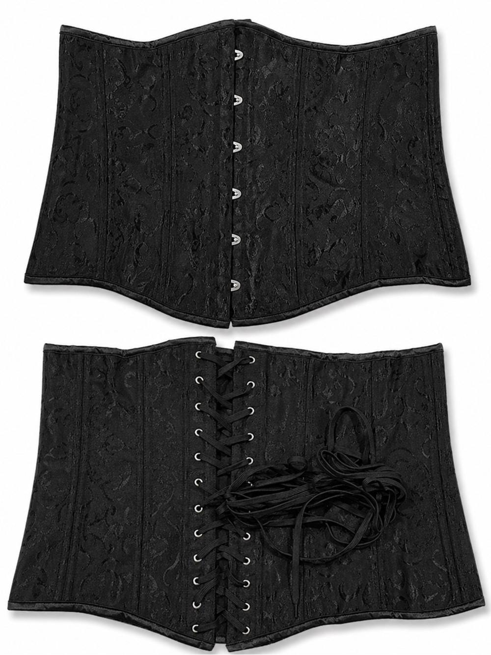 Charmian Sz 5XL Strapless Black Brocade Waist-Cincher Corset